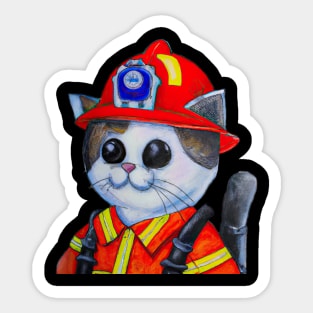 Cute Firefighter Cat Sticker